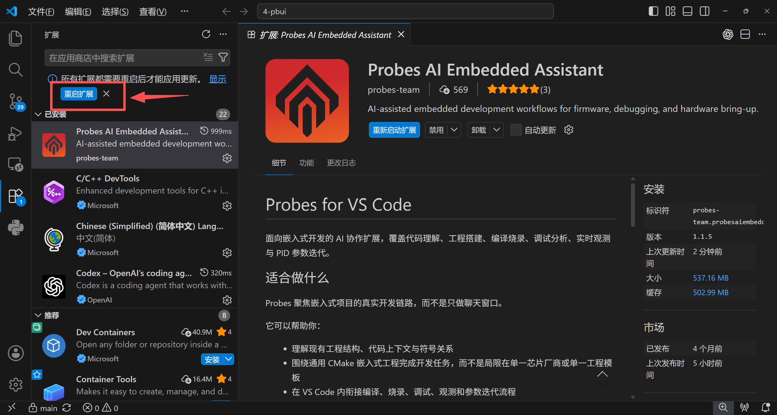 VS Code 提示插件更新后需要重新加载窗口
